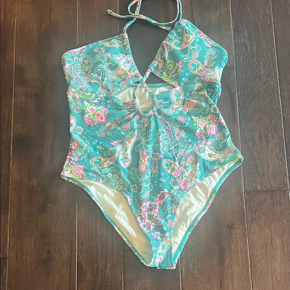 Paisley Cross front One Piece Swimsuit